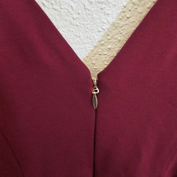 Torrid Size 14 Stretchy Burgandy Mixed Media Midi Chiffon Skater Dress - Picture 6 of 8